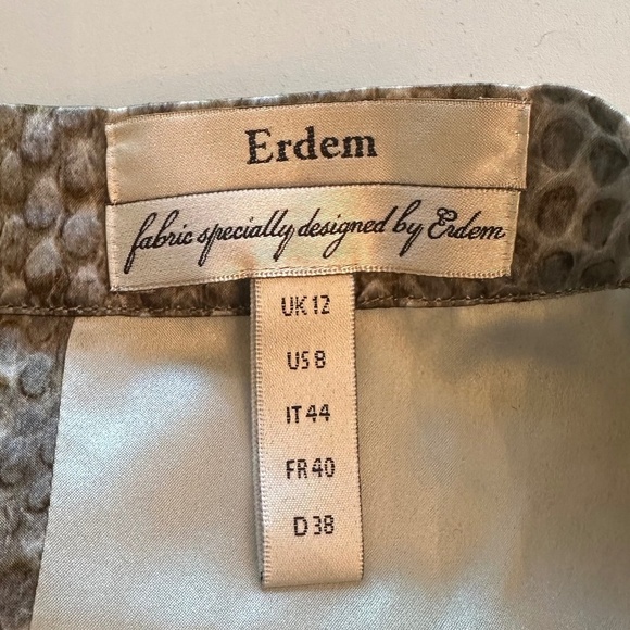 ERDEM Ari snake printed pencil skirt w/ blue lace panel, silk lining - US 8 - Picture 12 of 15